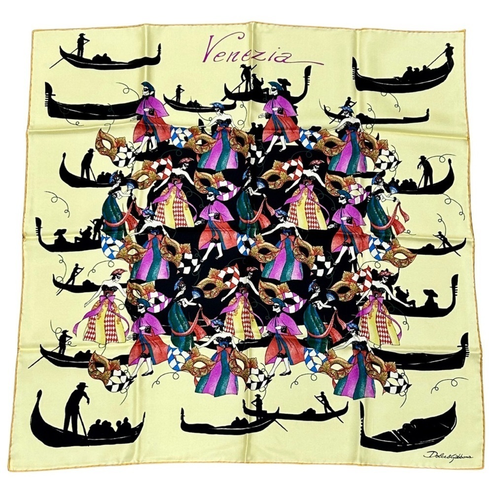 Dolce & Gabbana “Venezia” Silk Scarf – Venetian Masquerade Print (26.5”)